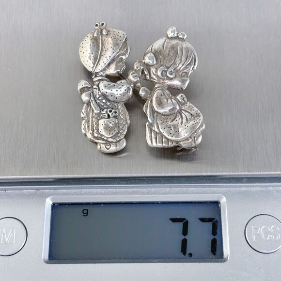 Vintage PMI Mexico Sterling Silver 925 Girls Doing Hair Pin Brooch - Picture 7 of 8